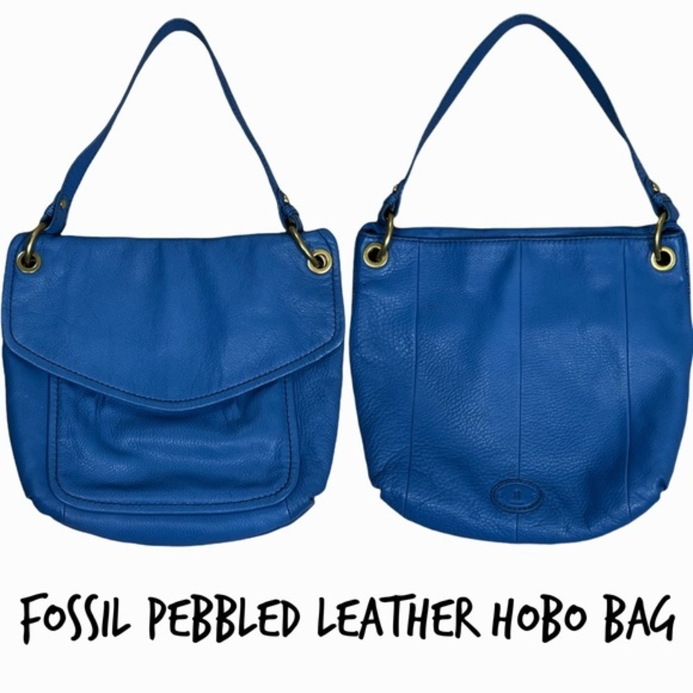Fossil Vibrant Blue Leather Hobo Bag